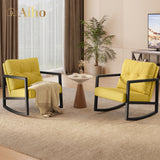 Aiho Rocking Chair Nursery with Upholstery, Cushions, and Armrests for Living Room, Porch-Yellow