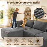 Lofka 134.3" Modular Cloud Sofa, L-Shaped Sectional Couch with Left-Facing Chaise,Corduroy Sofa for Living Room