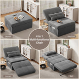 Noelse Sleeper Chair Bed 4 in 1 Sofa Bed, Convertible Chair Assembly-Free Folding Ottoman with Adjustable Backrest and Pillow for Living Room, Office, Dark Gray