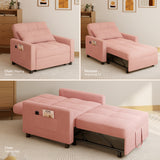 Asofer Sofa Bed Chair, 3 in 1 Convertible Futon Couch, Adjustable Backrest, Breathable and easy to clean, Pink
