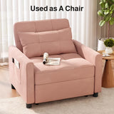Cloud Corduroy Accent Chair, Deep Memory Foam Seat with Washable Zipper Cover & Arm Pillow, Modern Leisure Single Sofa for Living Room Bedroom Balcony, Orange