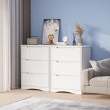 White Dresser with 3 Drawers, Wood Tall Chest, Built-in Handle Drawers for Bedroom, Home, Living Room, Hallway - White
