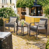 Patio Furniture Set with Coffee Table for Patio, Garden and Bistro - Gray Cushions