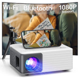 Akiyo O1PW 1080P Mini Projector,5000Lumens and up to 180" Display,55000Hrs LED Life Movie Projector