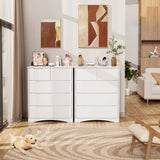 White Dresser for Bedroom with 5 Drawers, Wood Tall Chest of Drawers, Built-in Handle Drawers for Bedroom, Home, Living Room, Hallway - White