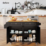 36 "H Wooden Kitchen Island Cart on Wheels with 2 Cabinet and 2 Drawers for Kitchen - Black