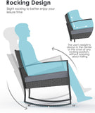 Noelse 3 Piece Patio Furniture Set, Wicker Rocking Chair Set with Table and Cushions for Patio,Balcony,Porch, Gray