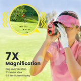 Golf Rangefinder with Slope, 1200 Yards Range Finder Golf, 7X Magnification Rangefinder for Golfing and Hunting, Laser Rangefinder with Flag-Lock Vibration, Rechargeable, IP54 Waterproof