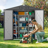 Aiho 8' x 6' Outdoor Storage Sheds with Lockable Double Doors for Garden & Backyard ,Brown