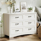 30 "H White Dresser for Bedroom, Double Drawer Dresser, 6 Drawer Dresser for Bedroom, Living Room - White