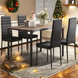 Dining Table Set for 4 Lofka Wooden Kitchen Table and High Back Chairs Set for Living Room, Gray