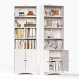 Lofka Bookshelves and Bookcases with Double Doors, 71" Tall Bookcase with 6 Shelves for Bedroom, Study Room, Home Office