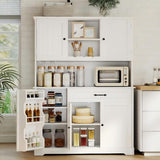 Lofka 67" Tall Pantry Cabinet for Kitchen Storage - 15 Shelves, 5 Doors, Microwave Shelf & Drawer, Freestanding Organizer Can Be Used as Coffee Bar Cabinet
