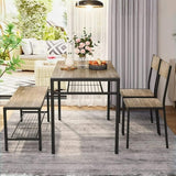 4 Piece Dining Table Set for 4,This Kitchen Table and Chairs and Bench with Storage Space for Small Space|Dining Room|Apartment,Black