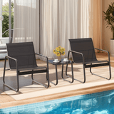 3-Piece Patio Furniture Set, Lofka Outdoor Bistro Table and Chairs Set,Black