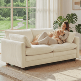 71'' Loveseat Cloud Couch with Extra Deep Seats, Asofer Modern Upholstered Sofa Set with 2 Throw Pillows For Living Room, Beige