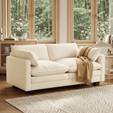 71'' Loveseat Cloud Couch with Extra Deep Seats, Asofer Modern Upholstered Sofa Set with 2 Throw Pillows For Living Room, Beige