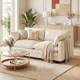 71'' Loveseat Cloud Couch with Extra Deep Seats, Asofer Modern Upholstered Sofa Set with 2 Throw Pillows For Living Room, Beige