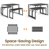 Asofer 45.5" Small Kitchen Table with 2 Bench, Dining Room Table Set, Coffee Table, Shoe Bench, Black
