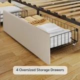 Dark Queen Bed Frame, Asofer Bedframes for Queennsized with Upholstered Headboard, Modern Platform Bed Frame, Noise Free
