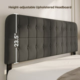 Asofer King Bed Frame with Headboard, Noise-Free & No Box Spring, Dark Gray