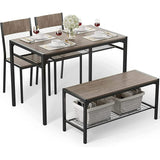 Dining Table Set for 4, Kitchen Table Set with Storage Rack, 1 Bench & 2 Chairs