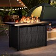 45" Gas Fire Pit Table, Propane Fire Pit with Glass Rocks, Waterproof Cover and Pe Rattan for Backyard, Garden, Party