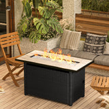 45'' Propane Fire Pit, 50,000 BTU Fire Pit Table with Lid and Glass Rocks for Outdoor, Patio, Garden