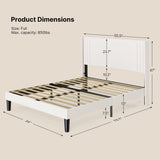 Asofer Linen Full Size Bed Frame with Wingback Headboard, Noise Isolation for Bedroom, White