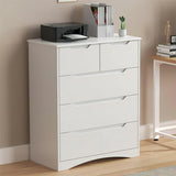 White Drawer Dresser, Lofka 5 Storage Drawer Chest and Organizer with Cutout Handles for Bedroom (2+3 Chest)