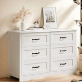 6 Drawer Dresser for Bedroom,47'' Modern White Dresser  for Living Room, Entryway and Hallway