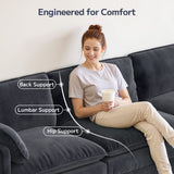 L Shaped Sofa Couch, Modular Comfy Chenille Deep Seat Sofa with Movable Ottoman for Living Room, Apartment, Dark Gray