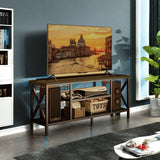 Lofka TV Stand for Living Room,  59.8'' Entertainment Center with Metal Heat-Disspation Frame , Open Storage Shelves, for Bedroom, Black