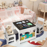 4-in-1 Kids Table and Chairs Set with Removable Tabletop Storage, Toddler Craft Table and Charis for Drawing Playing Studying Eating in Playroom Kids Room Living Room