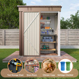 Outdoor Metal Storage Shed, Asofer Galvanized Steel Tool House with Lockable Doors & Vents Waterproof for Backyard Garden Patio Brown