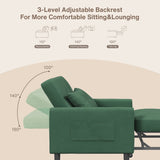Asofer Sofa Bed Chair, 3 in 1 Convertible Futon Couch, Adjustable Backrest, Breathable and easy to clean, Green