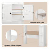 Noelse Over the Toilet Storage Cabinet, Over Toilet Bathroom Organizer with 2 Doors, Adjustable Shelves, Toilet Paper Holder, 2 Side Hooks, Space-Saver for Bathroom, Laundry, White