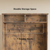 Noelse Entryway Hall Tree with Bench and Storage, 3 in 1 Hall Tree with Coat Rack and Shoe Storage, Adjustable Shoe Organizer, 2-Tier Storage Shelf for Hallway, Entryway, Rustic Brown