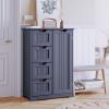 Aiho Wooden Kitchen Pantry Cabinet, 31.5"L Kitchen Storage Cabinets with 4 Drawers, 1 Door and Adjustable Shelves, For Kicchen, Dining Room, Livingroom, Bathroom-Gray