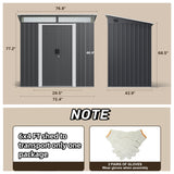 6x4 FT Metal Storage Shed - Gray