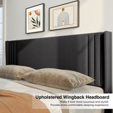 Full Bed Frame with 4 Storage Drawers and 2-Tier Headboard - Gray