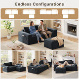 Lofka 80" Sectional Sofas Black,Corduroy l Shaped Couch for Living Room Cloud Sofas,No Assembly Required