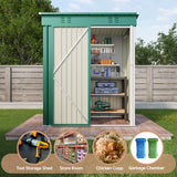 Green Shed, Asofer Metal Storage Shed with Sloping Roof for Backyard Patio Lawn, Small Garden Tool Shed