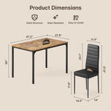 30" Dining Table Set for 4 with 4 Chairs for Home - Retro