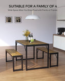 30.4" H Modern Dining Table Set for 4 with 2 Benches - Brown