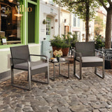 Patio Furniture Set with Coffee Table for Patio, Garden and Bistro - Gray Cushions