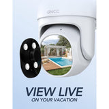 GNCC Outdoor Security Camera for Home, Color Night Vision, 1080P, Motion Sensor, 2 Way Audio, Pan-Tilt, 2.4G WiFi, Plug-in, Wired, Waterproof