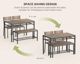Dinning Table for 4, Kitchen Table and 2 Chairs for 4 with Bench, 4 Piece Dining Table Set for Small Space, Apartment - Gray