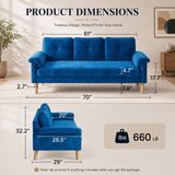 70" Velvet Sofa Lofka Modern Sofa for Living Rooms,Bedrooms and Offices Blue 3 Seat Sofa Couch