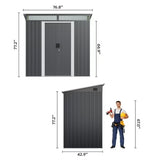 Asofer 6'x4' Steel Storage Shed, Lockable Ventilated Outdoor Tool Shed, Heavy Duty All-Weather Metal Shed for Outdoor Use, Dark Gray